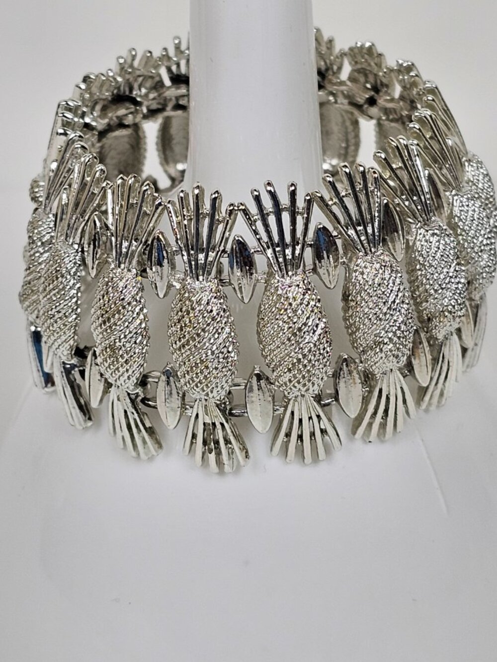 Vtg Sarah Coventry Silver Tone Bracelet Simply Elegant Pineapple Chunky Link 60s - Picture 2 of 13